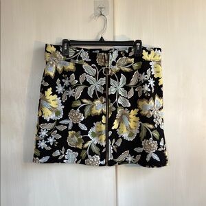 Y2K Floral Zip Mini Black and Yellow Skirt